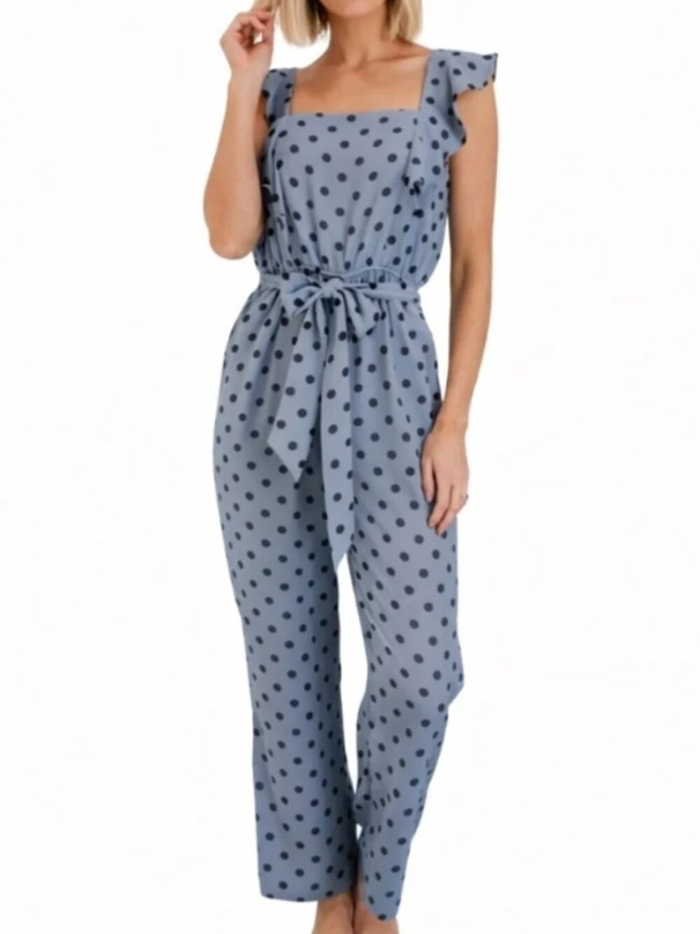 Baltic Born Polka Dot Tie-Waist Jumpsuit